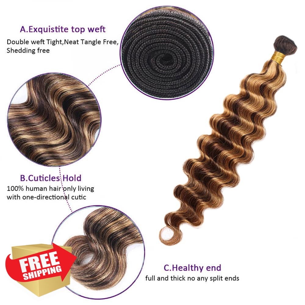 Aonbamds P4/27 Highlight Blonde Deep Wave 28 30 32 Inch