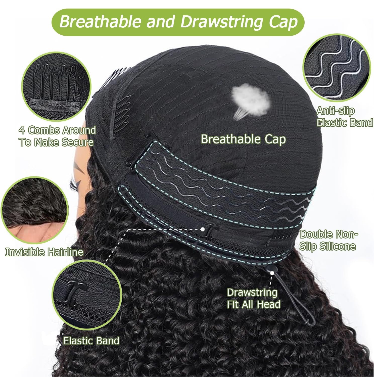 Half Wig Human Hair Kinky Curly Wear & Go Glueless Flip Over 180% Density 22Inch