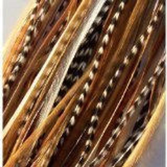 4-7 inch Natural Ginger,Beige,Grizzly 100% Real Hair 6 Feather Extensions bonded
