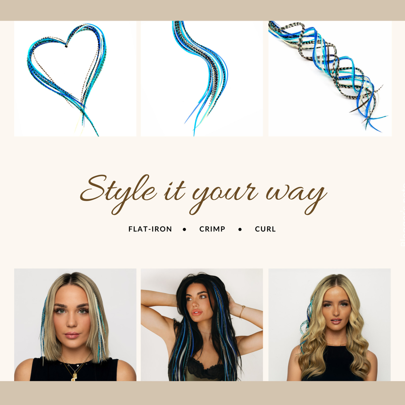 Feather Hair Extensions 21 pc Real Rooster Feathers 9″-14″ length (Blues)