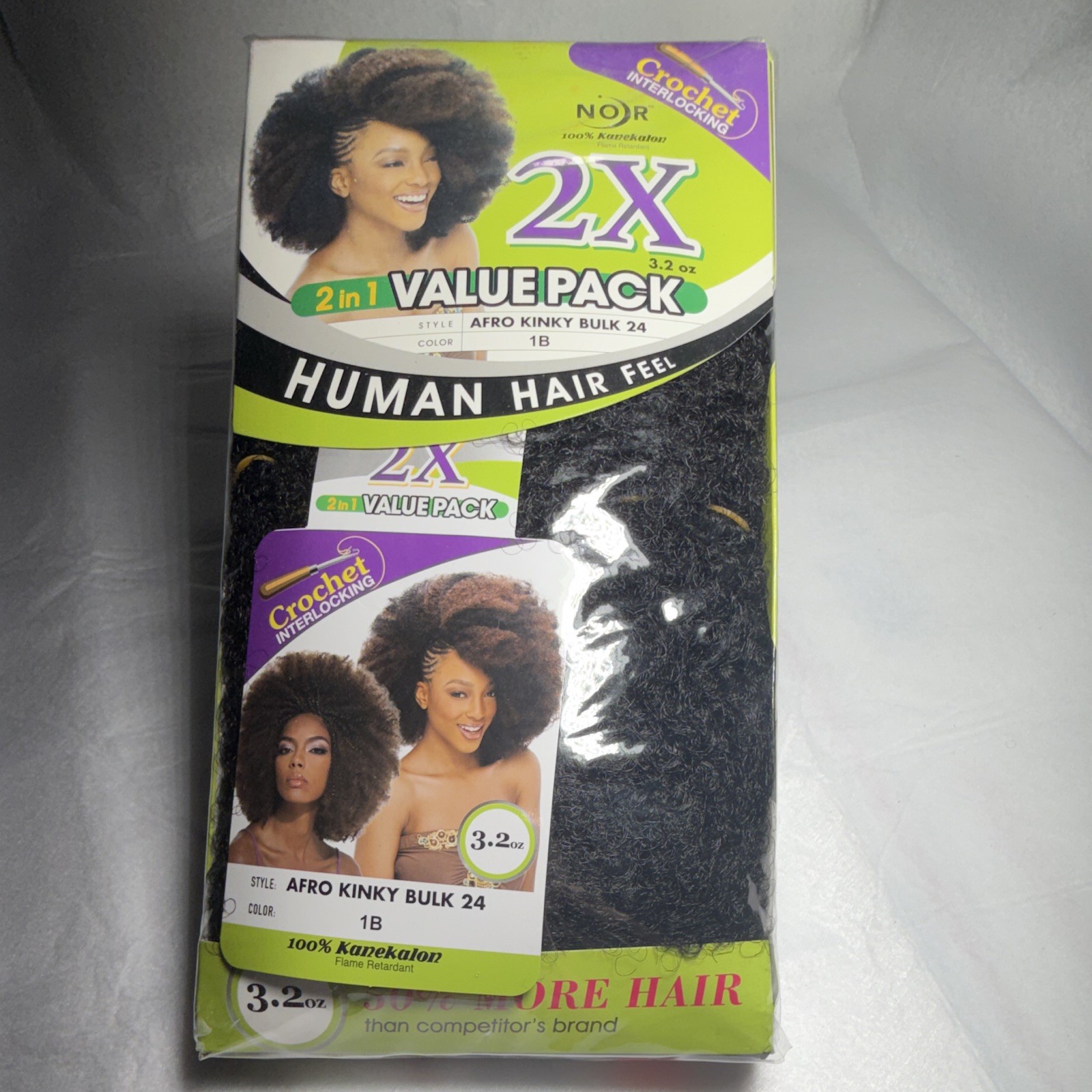 Janet Collection Afro Kinky Bulk 24in Synthetic Hair Extension Crochet 3.2oz