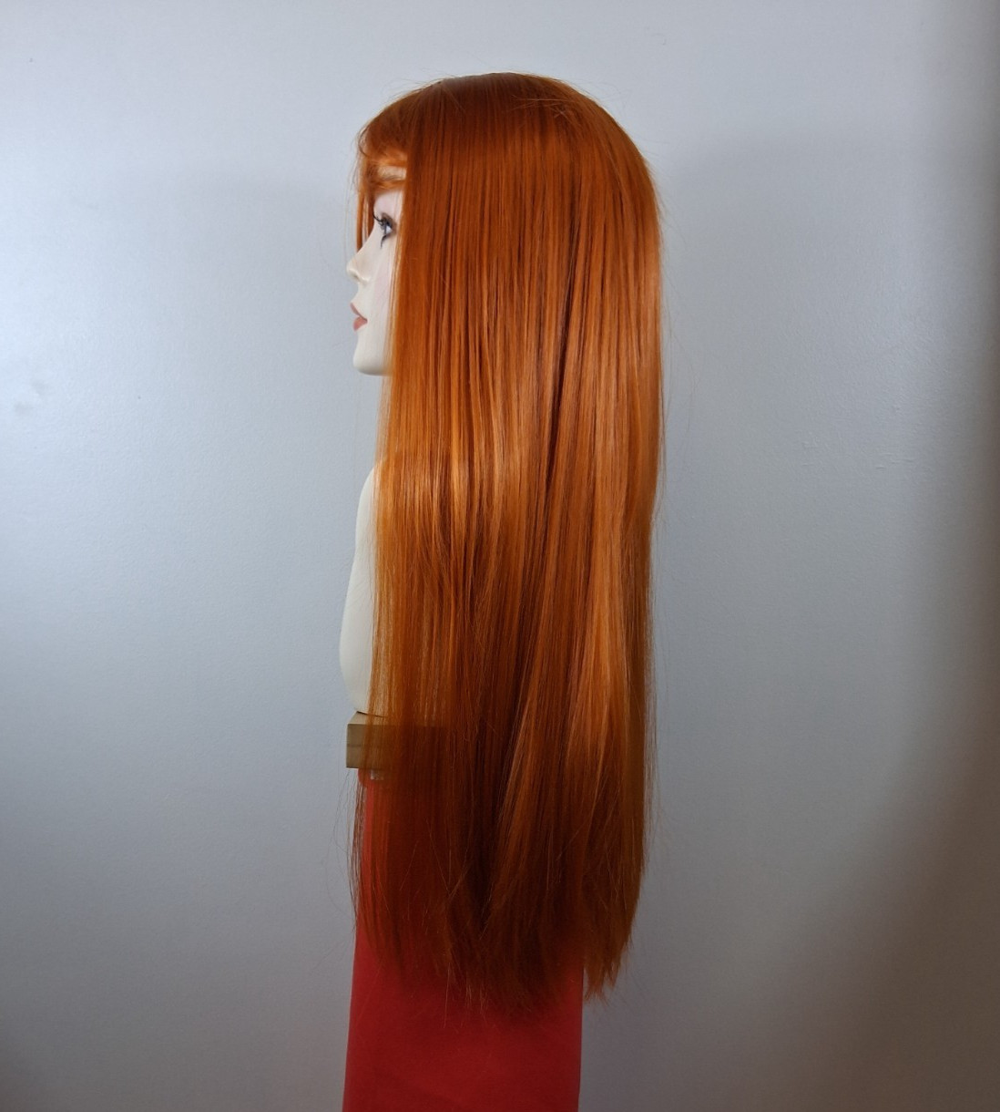 Long Straight wig with Air Bangs High Temperature Synthetic Fiber Heat Resistant