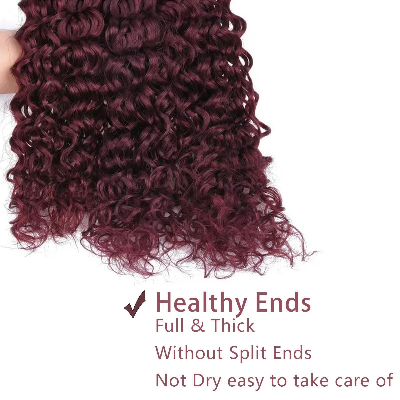 Fabimiya Human Hair Bundles Burgundy 99J Water Wave 10 12 14 Inch Bundles Human
