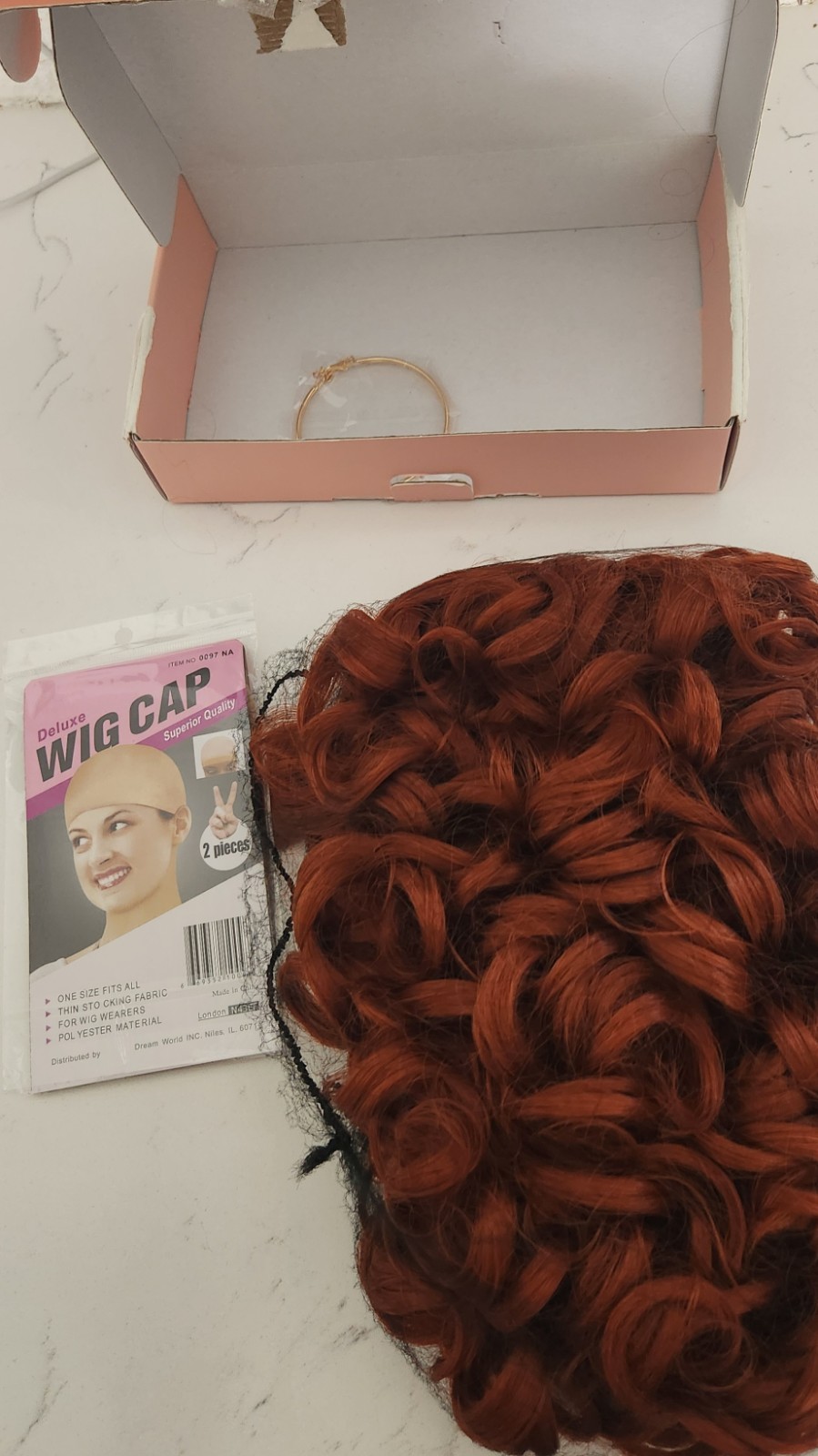 Copper Red Curly Heat-Resistant Synthetic Wig 17 in Free-Part Women’s
