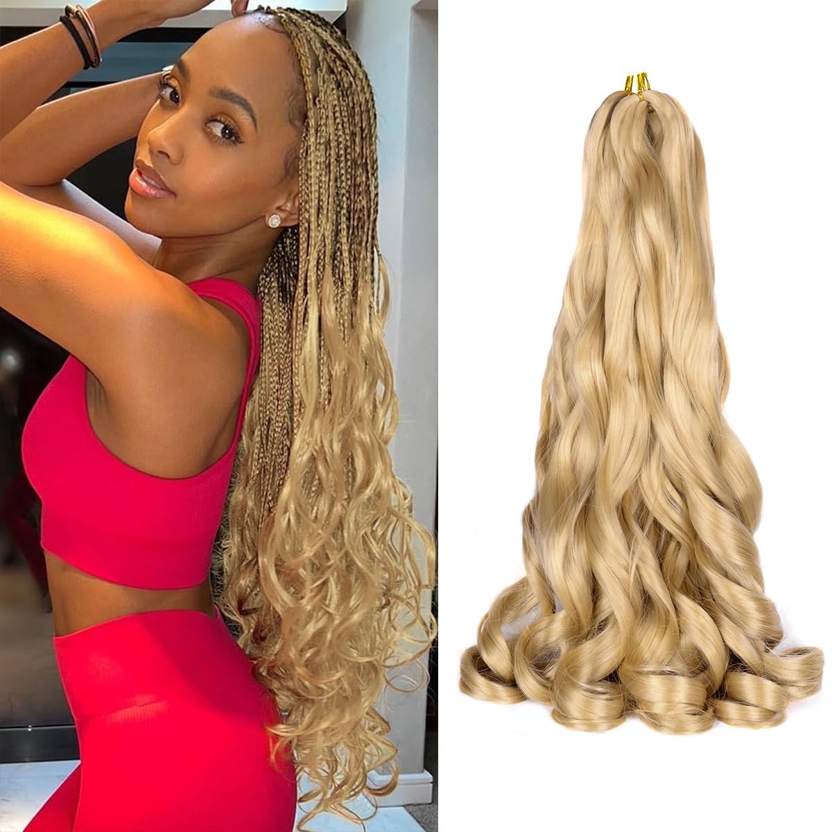 8 Pack French Curl Braiding Hair 24 Inch Loose Wavy 8Pack Bouncy Curly Braiding