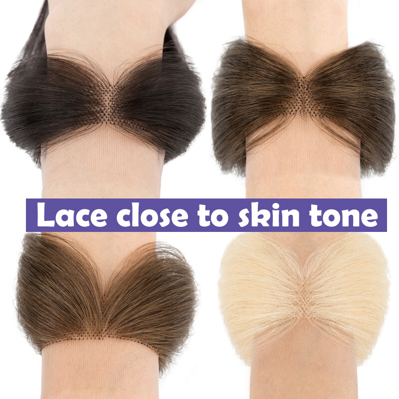 2*16CM Forehead Frontal Hairpiece Mens Toupee Hairline V Loop/Replacement System
