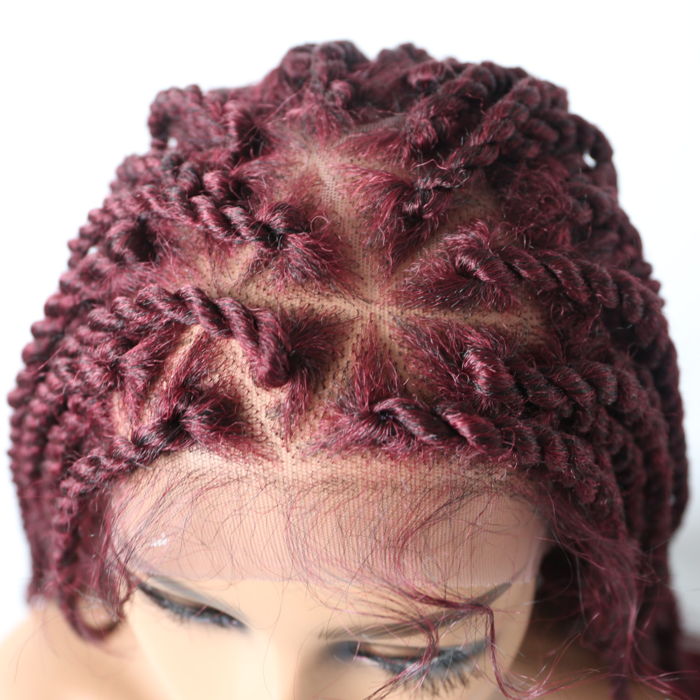 Twist Braids Women Wigs Swiss Lace Front Hand Braided Wig Lightweight Long Hair