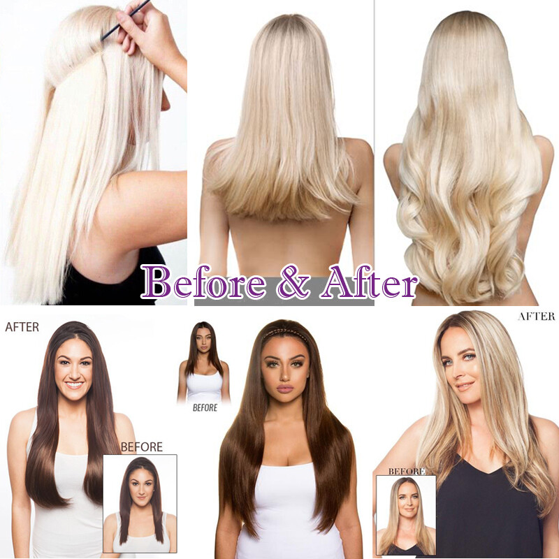 CLEARANCE Clip In Weft Wire Remy Human Hair Extensions Hidden Headband 12-24Inch