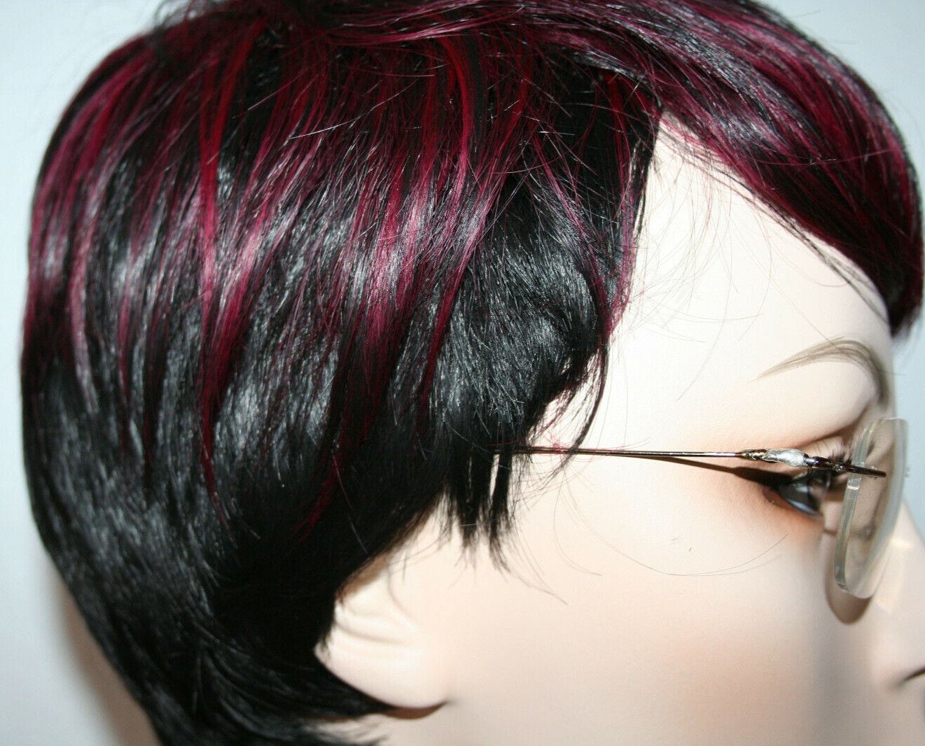 EDGY Short Burgundy Black Pixie Wig women natural bang daily use boy cut party