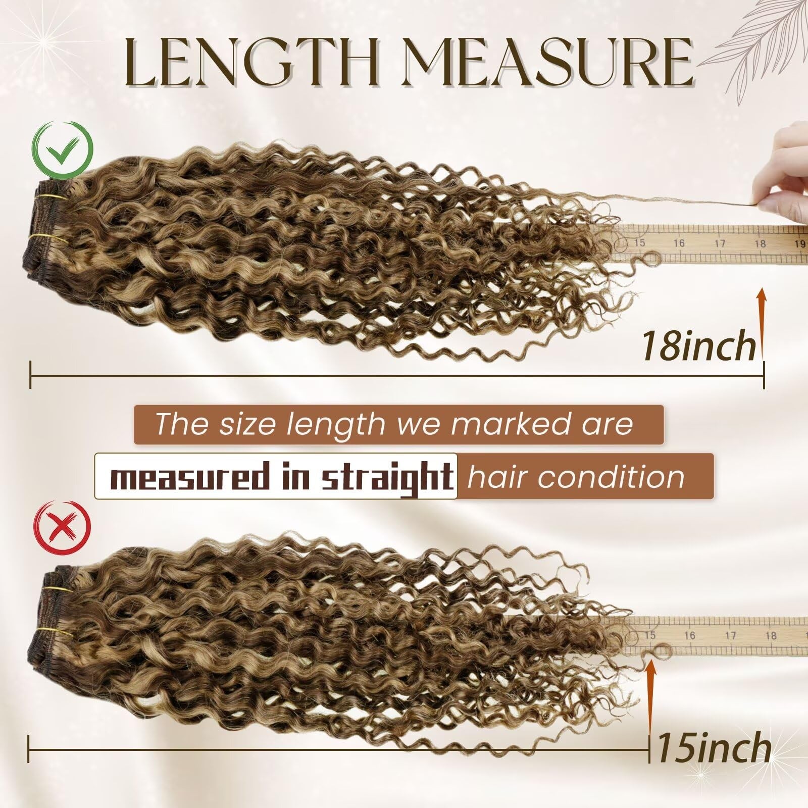 Hetto Curly Clip In Human Hair Extensions Medium Brown 14Inch 120G 7Pcs Kc