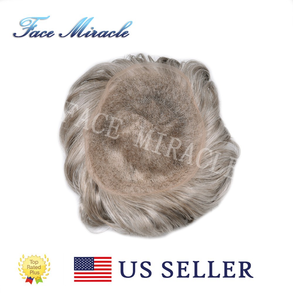 Mens Toupee Human Hairpiece Full French Lace Toupee for Men Hair Replacement Wig