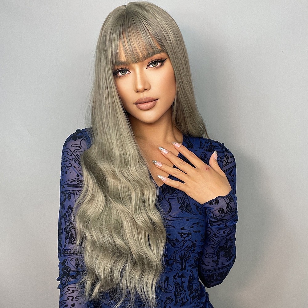Long Ombré Brown Blonde Pink Curly Wavy Hair Wigs Women Daily Party Cosplay US