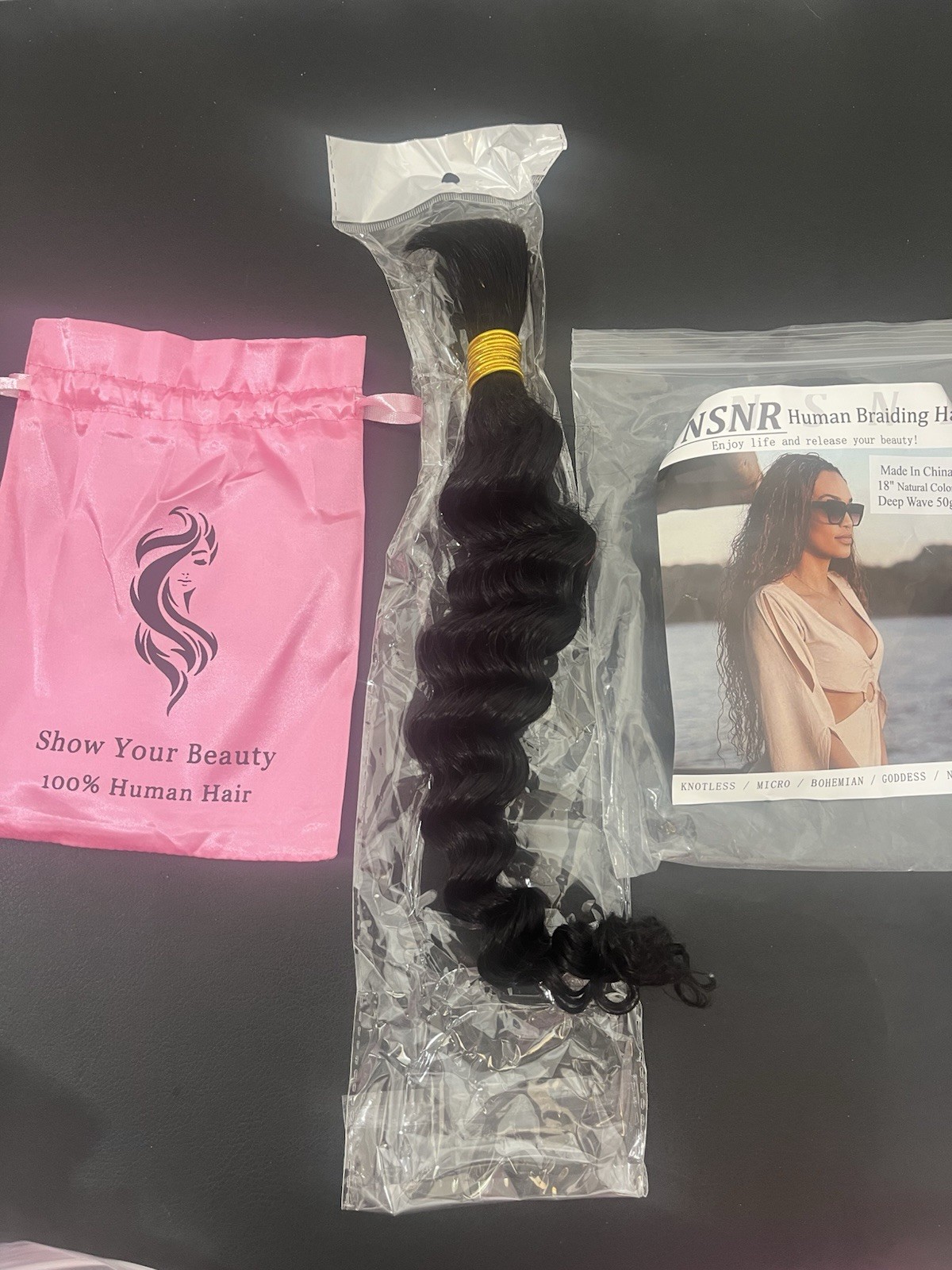 YNSNR 100% Human Braiding Hair 18″ INCH Natural Color Deep Wave 50g Grams