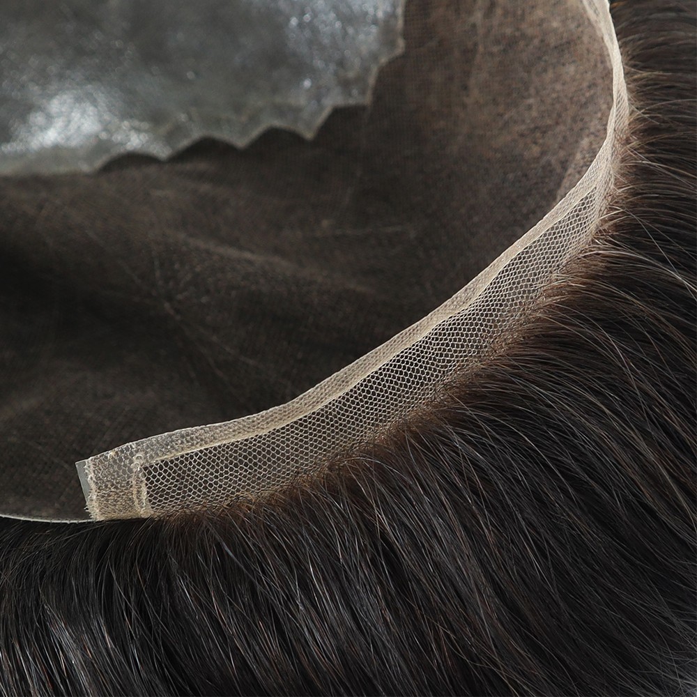 Mens Toupee Human Hair Replacement SystemFrench Lace Front Hairpiece Q6 6×9 #3