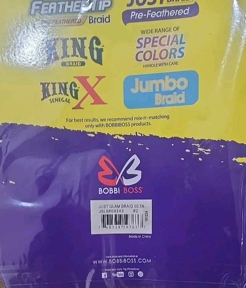 BOBBI BOSS JUST GLAM 65″ BRAIDING HAIR SUPER LONG BRAID #2-NEW 3-PACK