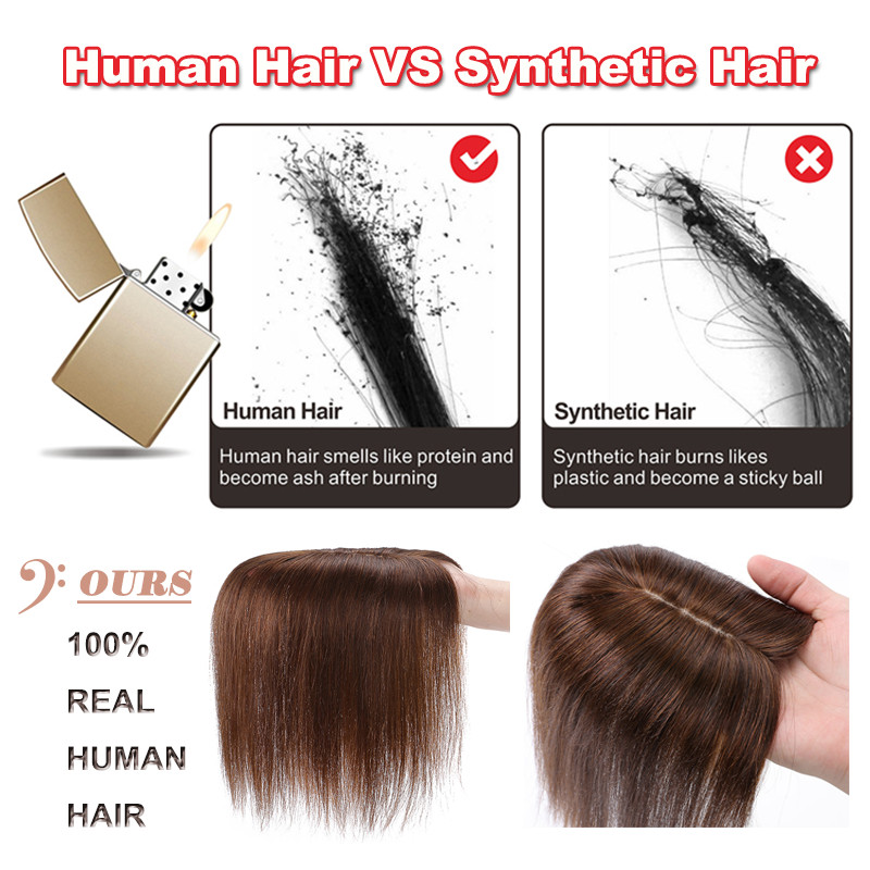 15×15 Clip In Women Topper REAL Human Hair Clip In Large Silk Base Hairpiece US