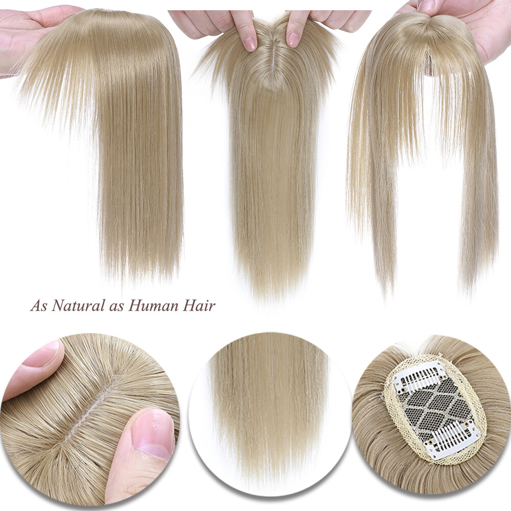 Topper Synthetic Hairpiece with Bangs Toupee Extension For Thinning Hair Woman