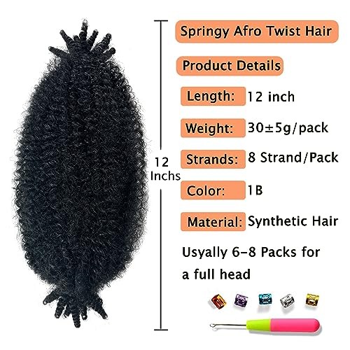 3 Packs Marley Twist Braiding Hair, 12 Inch 12 Inch(Pack of 3) Natural Black