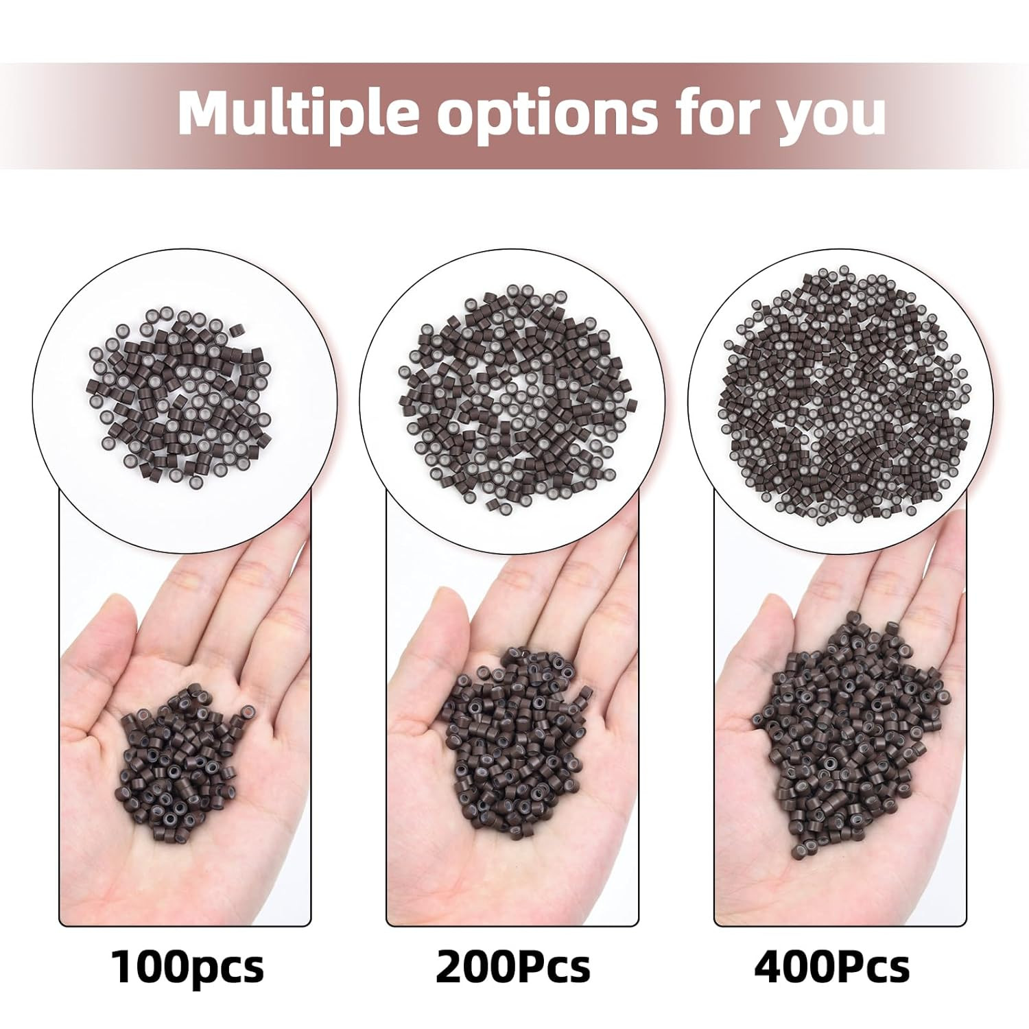 100Pcs 5Mm Silicone Lined Micro Ring Beads for Hair Extensions 5Colors Apply (10