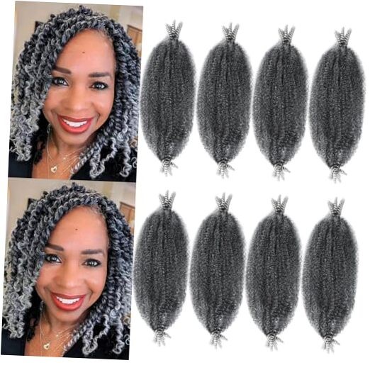 Marley Twist Braiding Hair 12 Inch Afro Twist Hair 8 12 Inch (Pack of 8) Tgrey