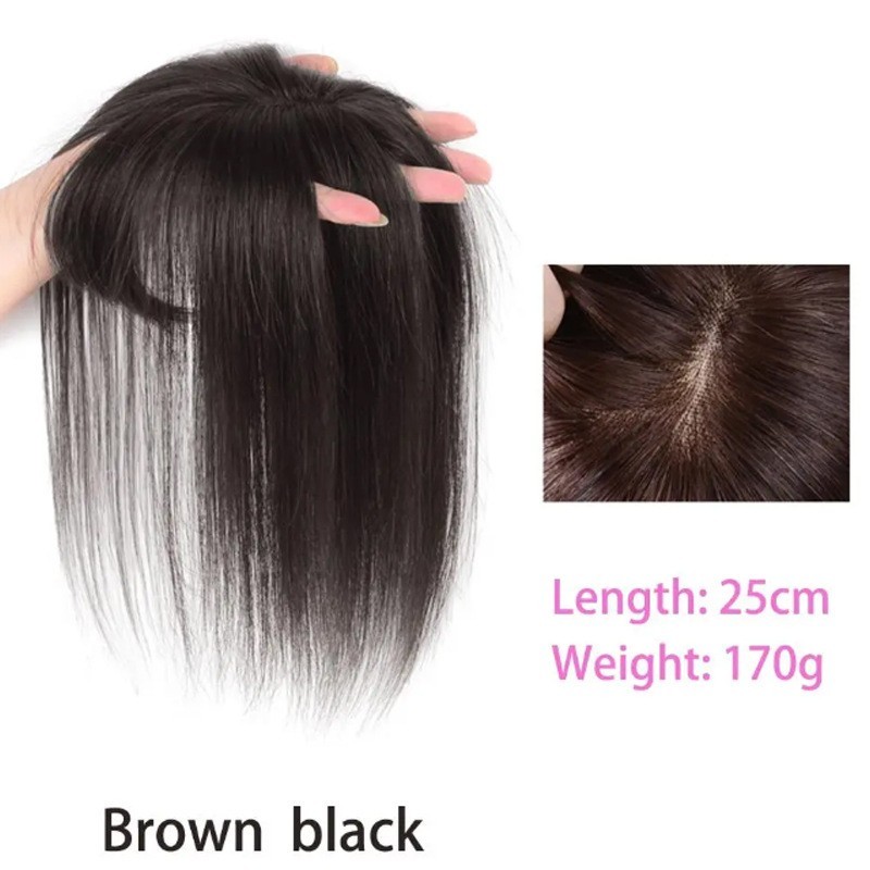 Clip-In Bang Hair Topper Synthetic Straight Air Bangs Hairpiece for Thinning Hai