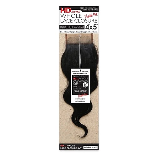 100% Human hair- 4X5 Hd Lace Closure Body Wave