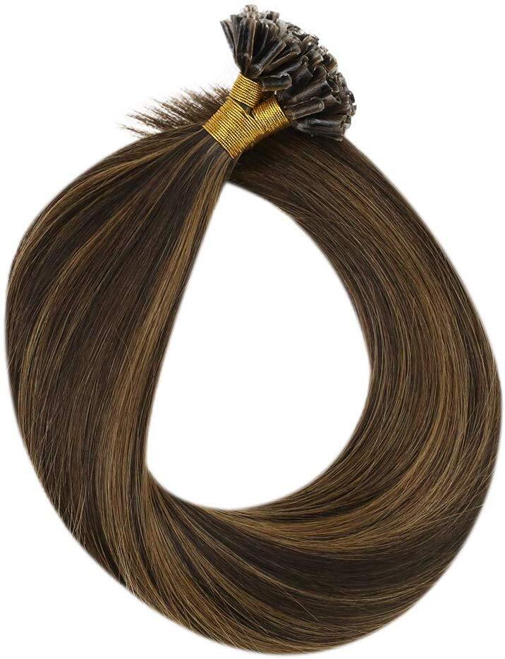 Keratin Bonded Nail U Tip Remy Human Hair Extensions Highlight Blonde Thick 100g