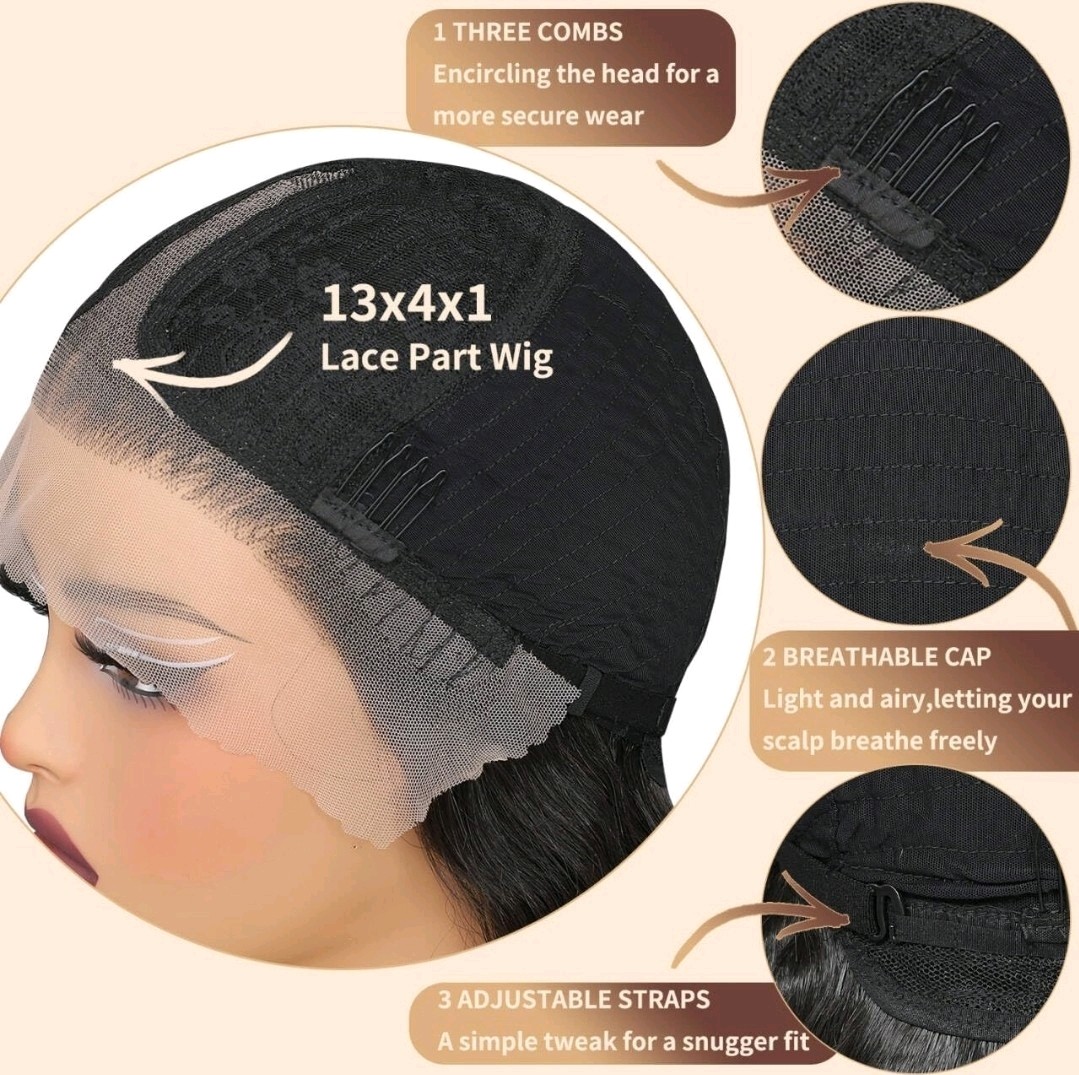 HD Lace Front Wig Human Hair Blend Highlights Waves Honey BROWN Blonde Ombre
