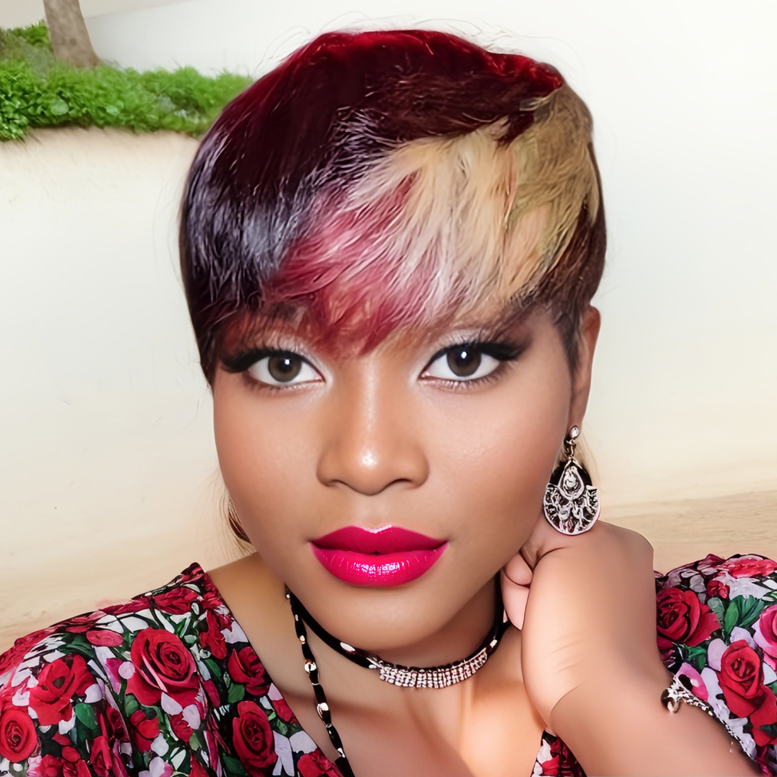 6inch Short Pixie Cut Human Hair Wigs for Women Vibrant Colorful Natural Look Li