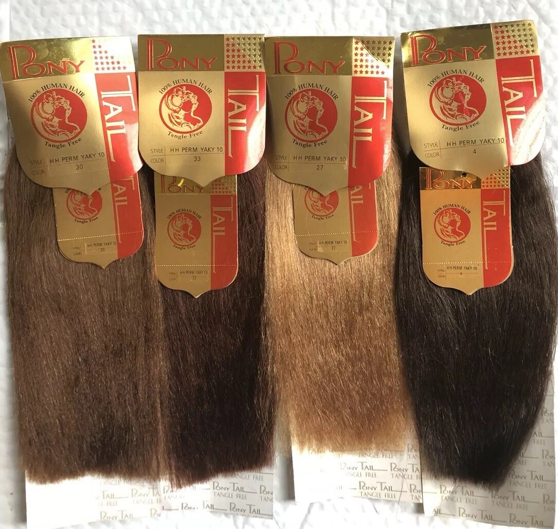 100% Human Hair for Weaving by Pony Tail, Perm Yaki Coarse Texture, Bright Color