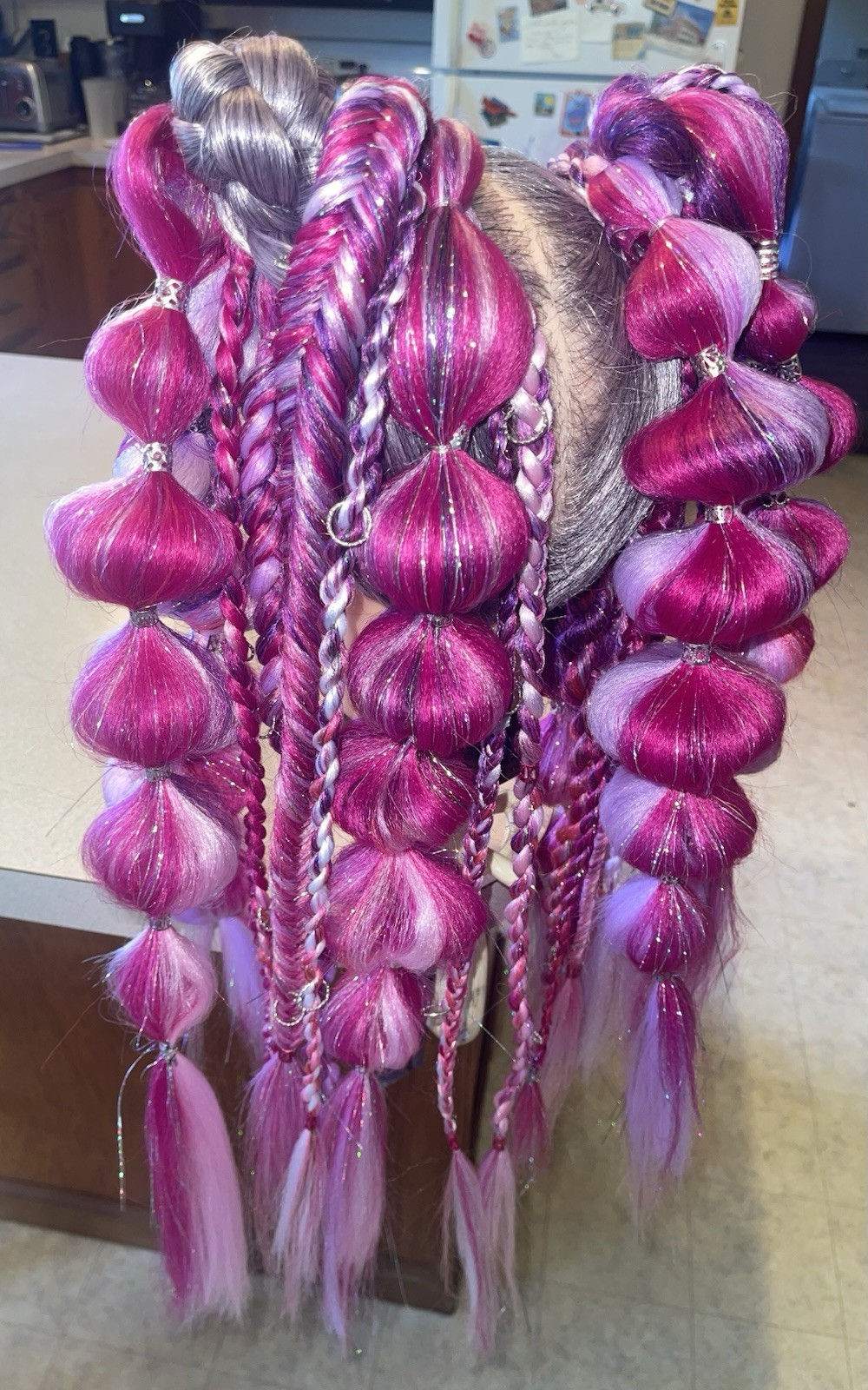 Pink & Purple Handmade Rave/Concert/Festival Pigtail Extensions