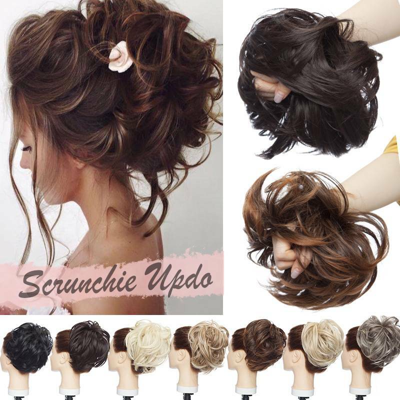 Natural Large Tousled Messy Bun Hair Piece Scrunchie Pony Tail Hair Extensions