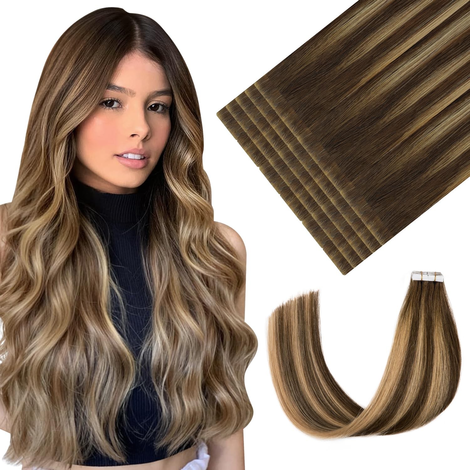 Youngsmile Injection Tape In Hair Extensions Human Hair 4/27/4 Chocolate Brown