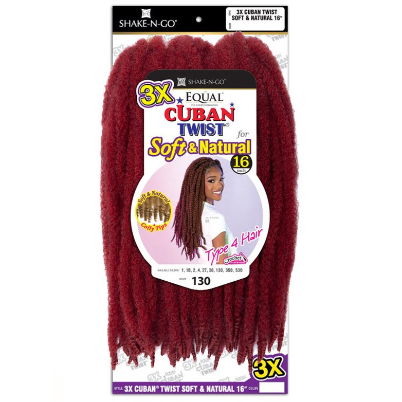 Shake N Go Freetress Equal Synthetic Braid – 3x Cuban Twist Soft & Natural 16″