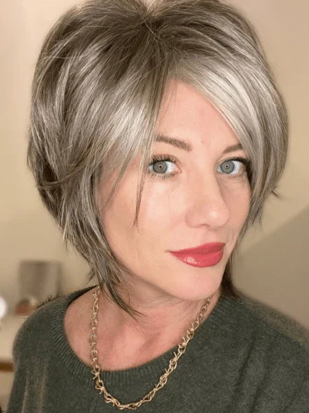 Pixie Cut Ash Silver Gray Blonde Lace Front Wigs 100% Human Hair for Women