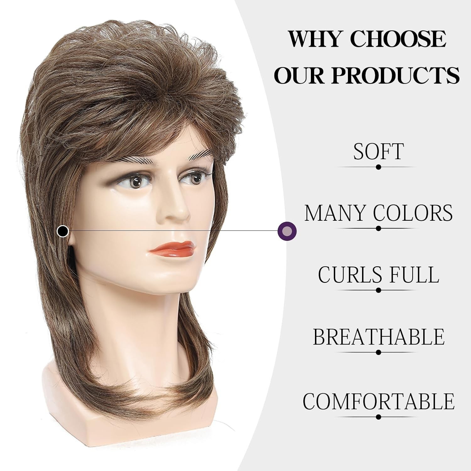 Ready-to-Wear Light Brown Mullet Wig for Men & Women – 80s Costume Essential