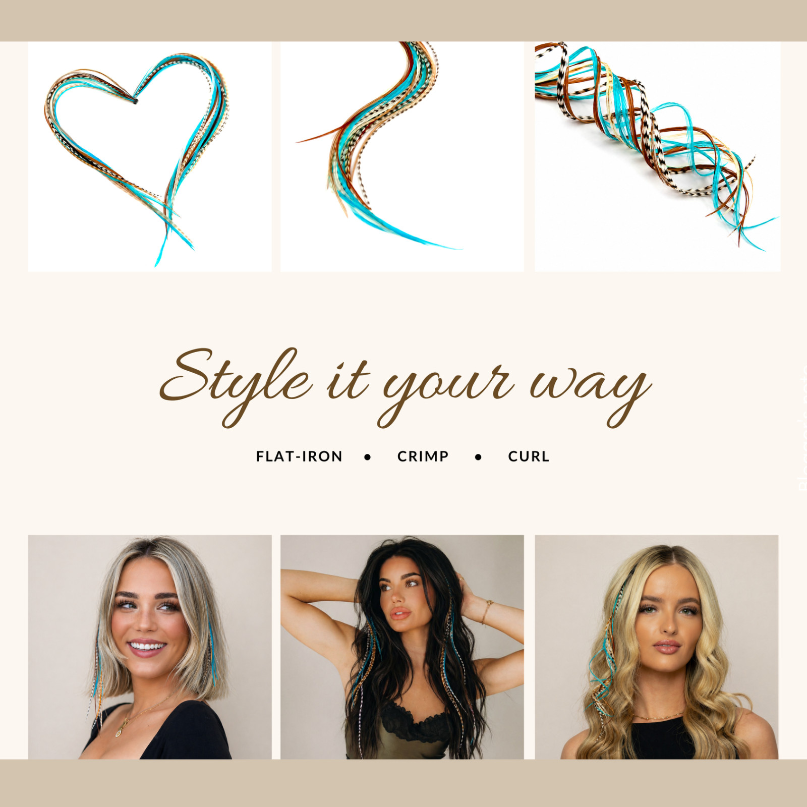 21 pcs. TURQUOISE and NATURAL 10-14″ Feather Extension, Whiting Farms + DIY Kit