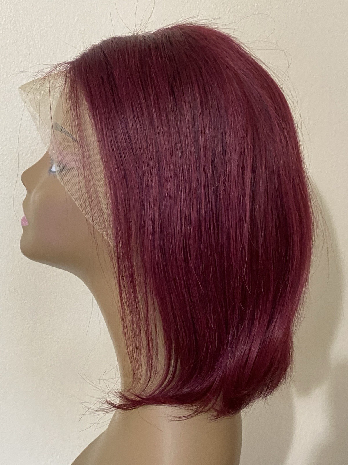 12 Inch Burgundy Red Wig 13×4 Lace Front Wig Human Hair Bob Glue-less Preplucked