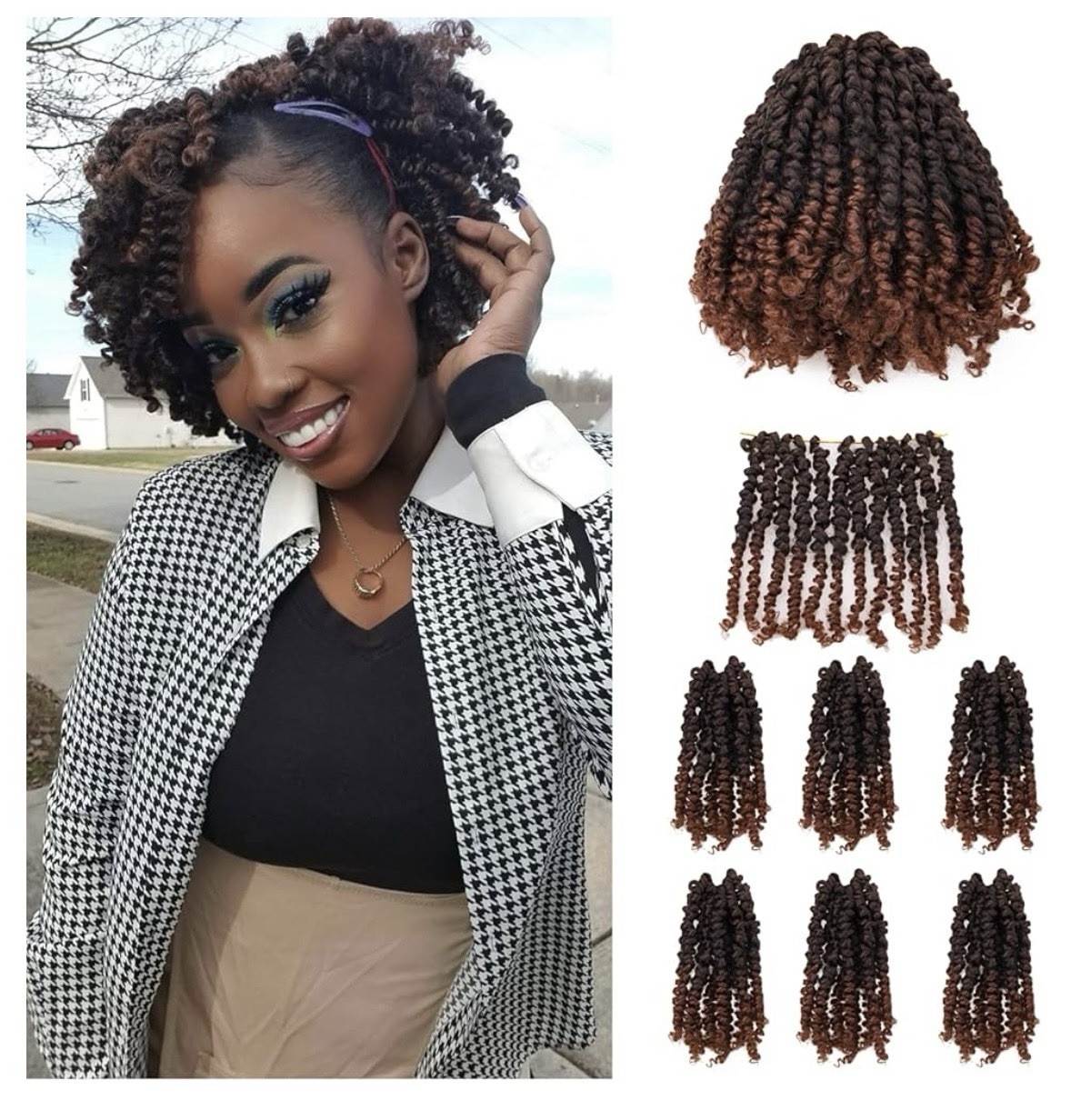 14” Spring Twist Crochet Hair Extensions T1B/33/30 Ombre Auburn Burgundy