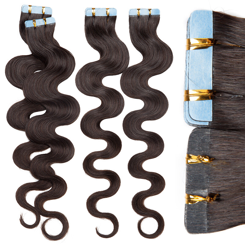 CLEARANCE Curly Wavy Tape in Real Remy Human Hair Extensions Skin Weft 10-40PCS