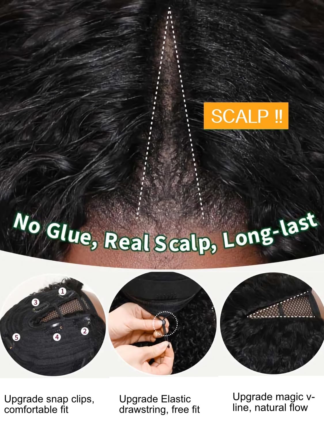 12A Ombre Highlight V Part Wig – Body Wave Human Hair, Glueless, 16 Inch, No Sew