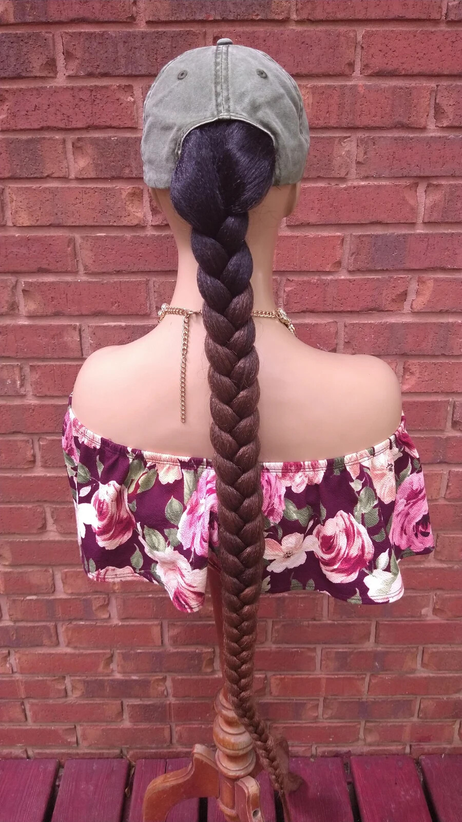 Handmade Ponytail Hat Wig | 32″ Ombre Auburn Long Whip Braided Yaki Texture