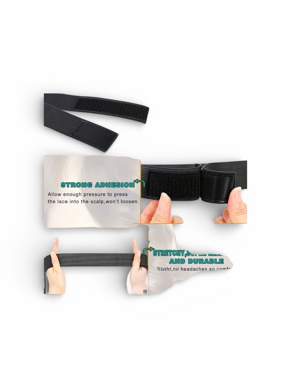 4 Adjustable Wig Bands Stretchy Reusable Hook-and-Loop One Size Women