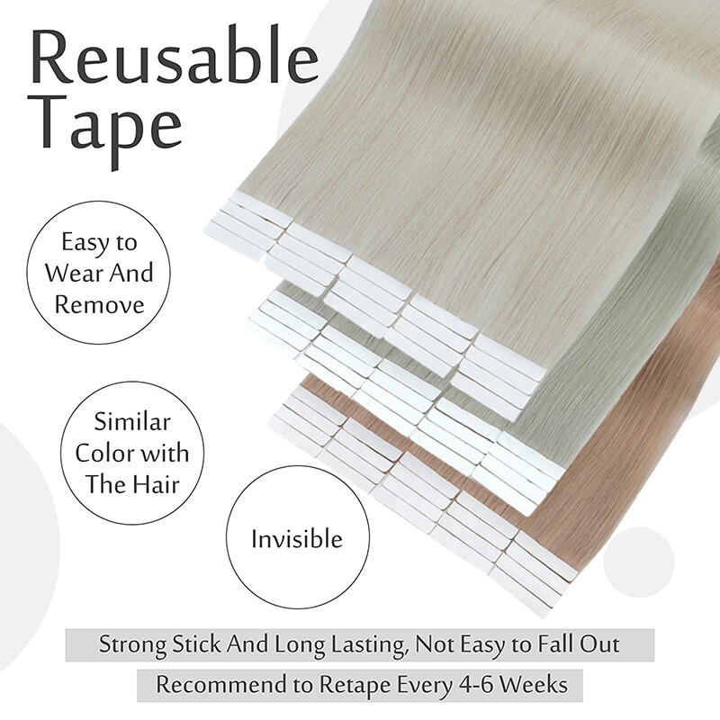 Invisible Tape in Real Human Remy Hair Extensions Skin Weft Blonde Russian Hair