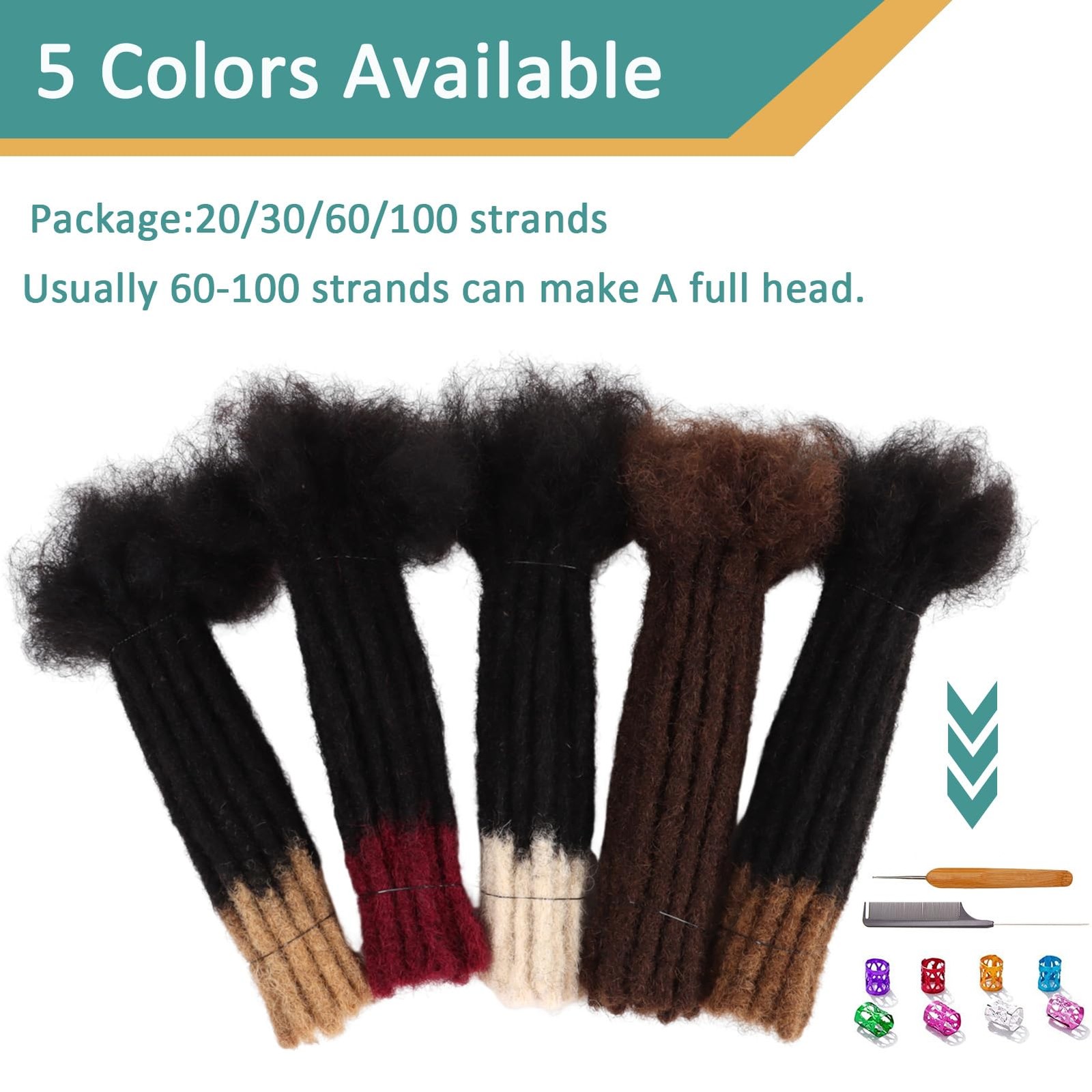 Viovian 0.6Cm Dreadlock Extensions Human Hair 6 Inch 30 Strands Real Human Hair