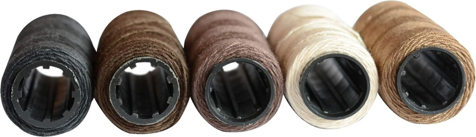 Sewing Threads Set 5 Rolls in Black Brown Dark Brown Beige Khaki for Wig Making