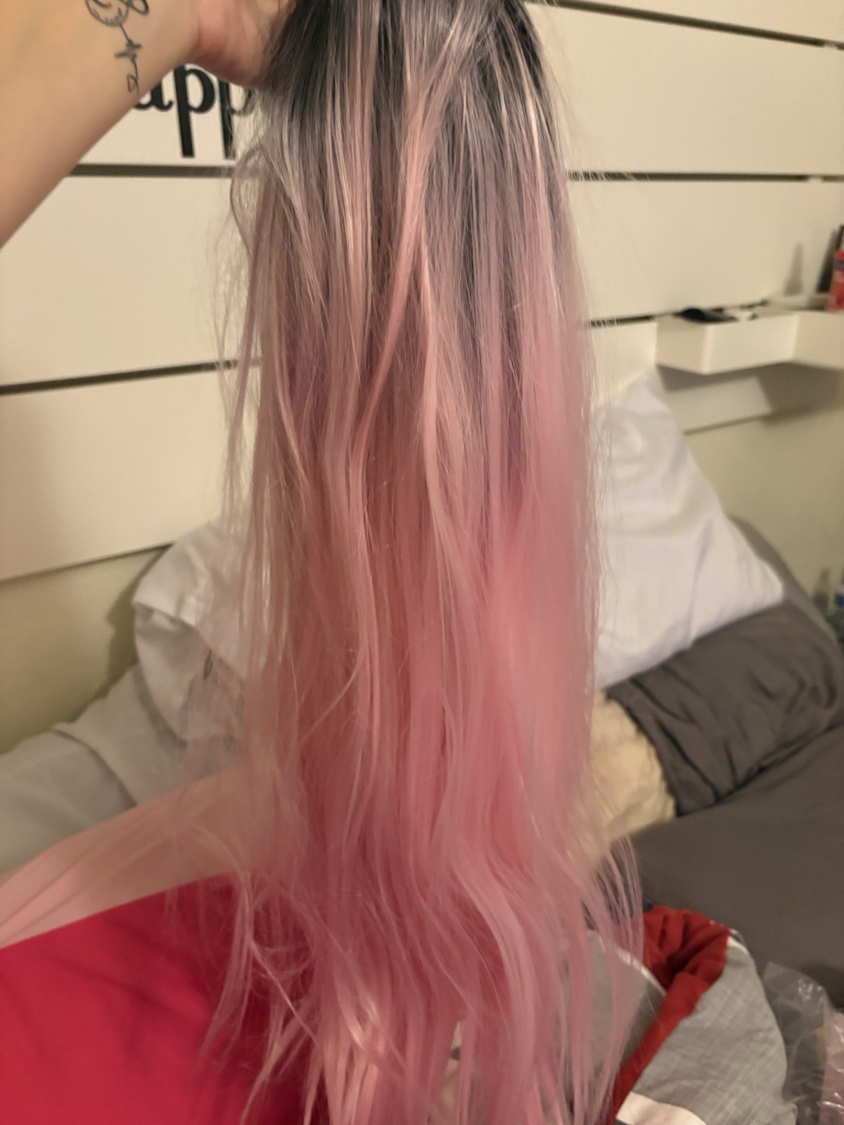 Wavy Colored Wig Pink Purple Blue Black Ombre Fashion