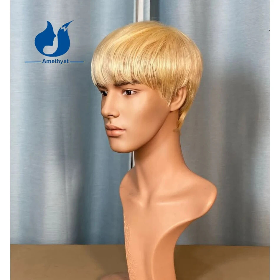 Blonde 613 Short Pixie Cut Full Lace Wig With Bangs Shaved Sides And Sideburns