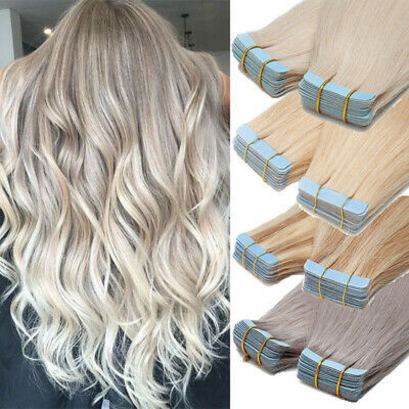 Tape in Remy Human Hair Extensions Seamless Skin Wefts Premium Thick Hair16-24in