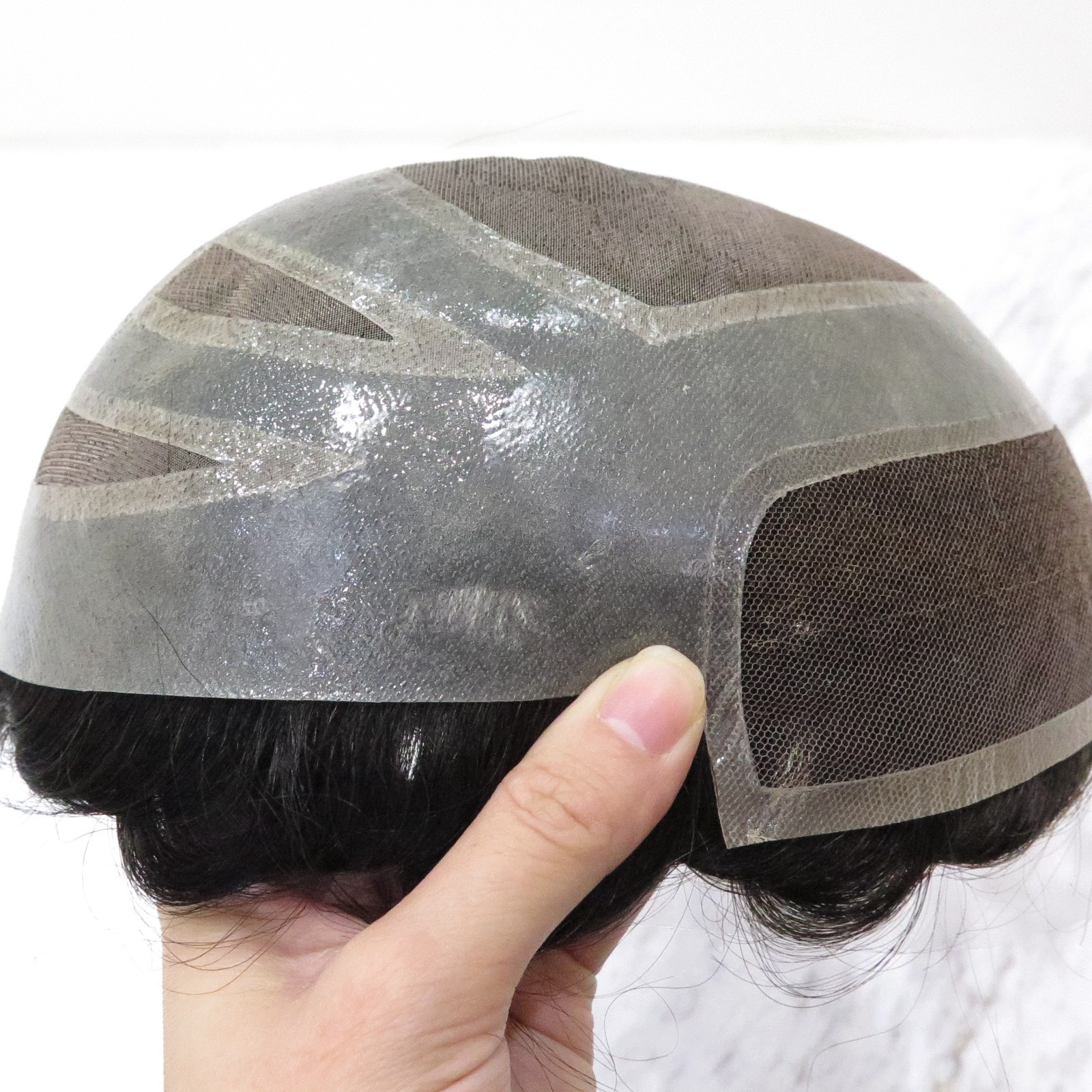Toupee for Men Human Hair System French Lace Front Mono Hair Versalite 6X9 #1B